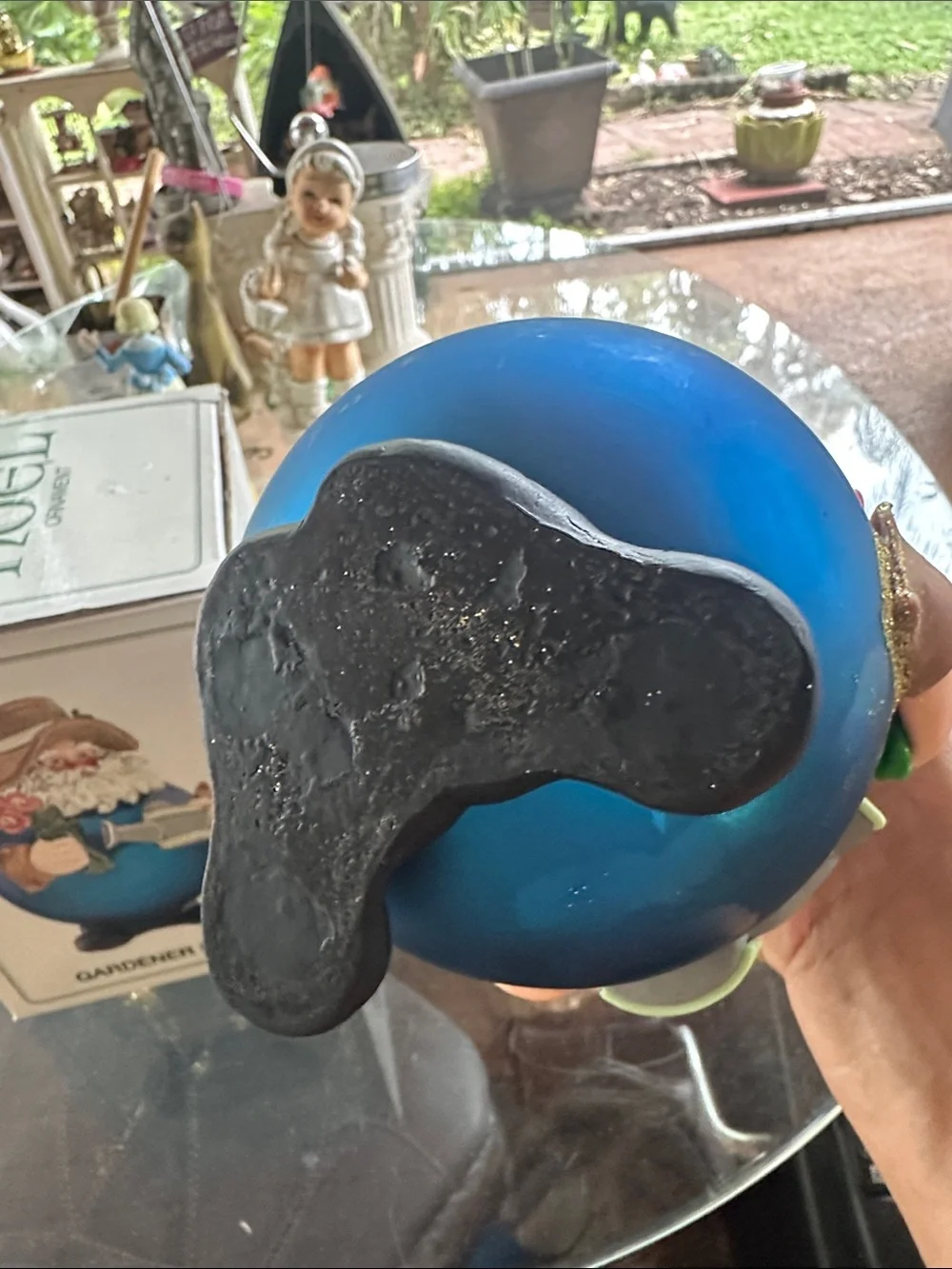 Gardener Santa Ornament in Blue